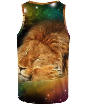 Undershirts Men's Muscle Gym Workout Training Sleeveless Tank Top Lion by Oil Painting - Multi5 - CN19D0SGZ9E