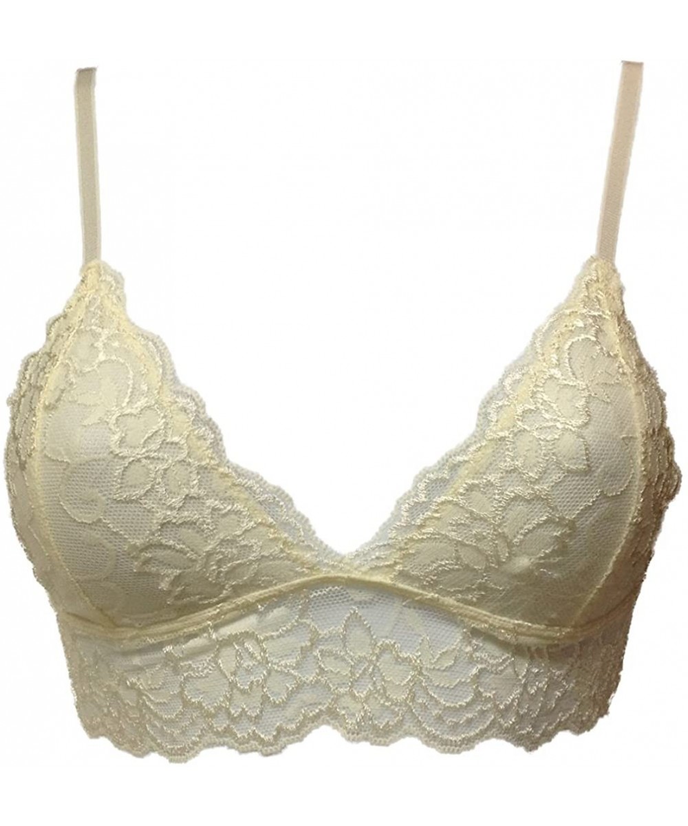 Bras Gorgeous All Lace Triangle Bralette Bra - Ivory - CR12J38I7ZL