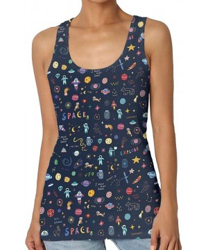 Camisoles & Tanks Girl's Galaxy Space Pattern Astronaut Planets Rockets Tank Top Tanktop Women Basic Plain Premium Classic Wi...