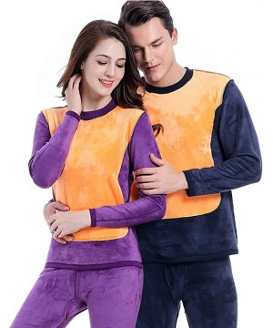 Thermal Underwear Winter Thick Thermal Underwear Long Johns Set with Fleece Lined for Women Men Couples - Purple for Women - ...