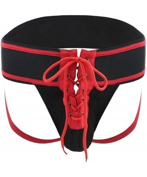 Briefs Men's Backless Bikini Lace Up Jockstrap Sports Underwear Bulge Pouch Shorts Jock Athletic Supporter - Red - CG1855ENKGN