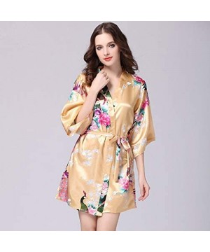 Robes Pajamas Women Faux Silk Robe Satin Wedding Bride Robe Large Size Sexy Floral Bathrobe Short Nightwear Women Pajamas NDM...