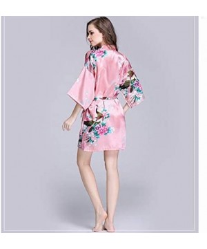 Robes Pajamas Women Faux Silk Robe Satin Wedding Bride Robe Large Size Sexy Floral Bathrobe Short Nightwear Women Pajamas NDM...