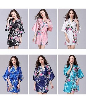 Robes Pajamas Women Faux Silk Robe Satin Wedding Bride Robe Large Size Sexy Floral Bathrobe Short Nightwear Women Pajamas NDM...