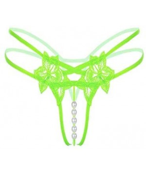 Panties Women Sexy Pendant Pearl G String V-String Panties Low Waist Underwear Underpant - Green - CM18QCCGR3H