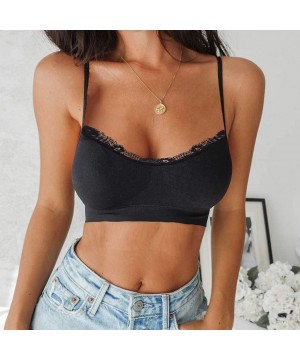 Bras Fashion for Women High Impact Wire Free Cotton Bra Brassiere Sports Underwear Lace Lingerie - Black - C2198XO7NA6