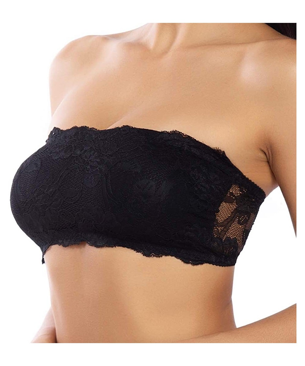 Bras Lace Bralettes for Women Padded Bandeau Bra Strapless Tube Top Wireless Chest Wrap Basic Layering - Black - CE18RM88UES