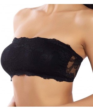 Bras Lace Bralettes for Women Padded Bandeau Bra Strapless Tube Top Wireless Chest Wrap Basic Layering - Black - CE18RM88UES