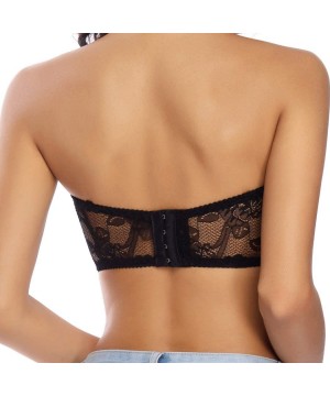 Bras Lace Bralettes for Women Padded Bandeau Bra Strapless Tube Top Wireless Chest Wrap Basic Layering - Black - CE18RM88UES