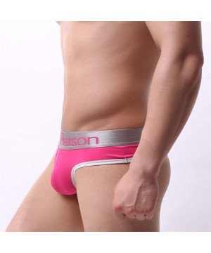 G-Strings & Thongs Underwear for Men- Men's Sexy Thong Underwear Low Rise Bikini T-Back G-String - Hot Pink - CP196EYZTNZ