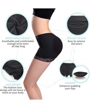 Shapewear Butt Lifter Hip Enhancer Pads Shapewear Shorts- Padded Underwear for Women- Fake Buttock Hip Lace Boyshort Panties ...