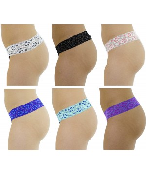 Panties Thongs Panties for Women (Pack of 6) - Floral Lace Band - CQ12OCIT70W