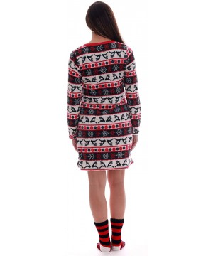 Sets Women's Ultra-Soft Sleep Shirt Nightgown with Matching Fuzzy Socks - Nightgown Reindeer Fairisle - C918EG89QMK