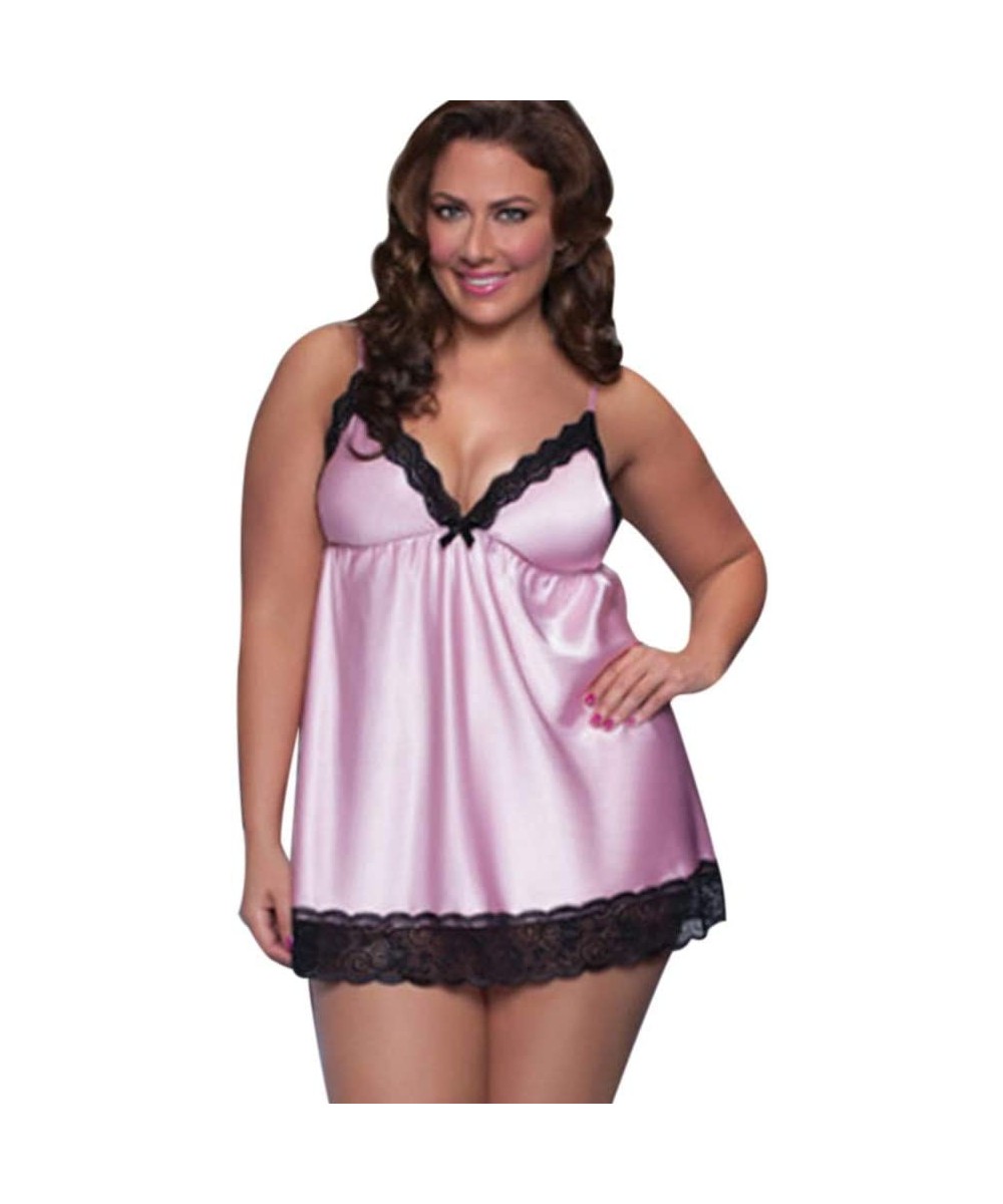 Nightgowns & Sleepshirts Plus Size Sexy Lace Sleepwear Lingerie Halter Temptation Babydoll Underwear Short Nightgown Nightdre...