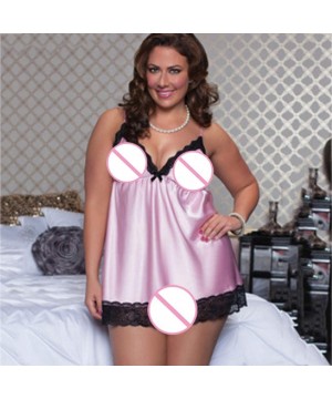 Nightgowns & Sleepshirts Plus Size Sexy Lace Sleepwear Lingerie Halter Temptation Babydoll Underwear Short Nightgown Nightdre...