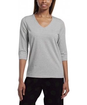 Tops Women's 3/4 Sleeve V-Neck Sleep Tee - Medium Grey Heather - CA12N6DPJNE