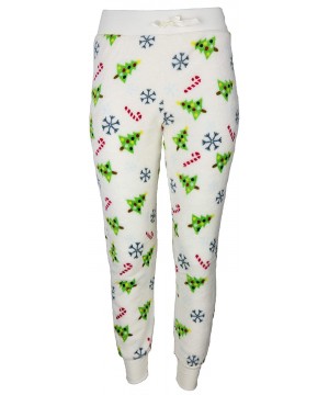 Bottoms Women's Plus Size Plush Jogger Pajama Jogger Pants - Winter White - C718AROS784