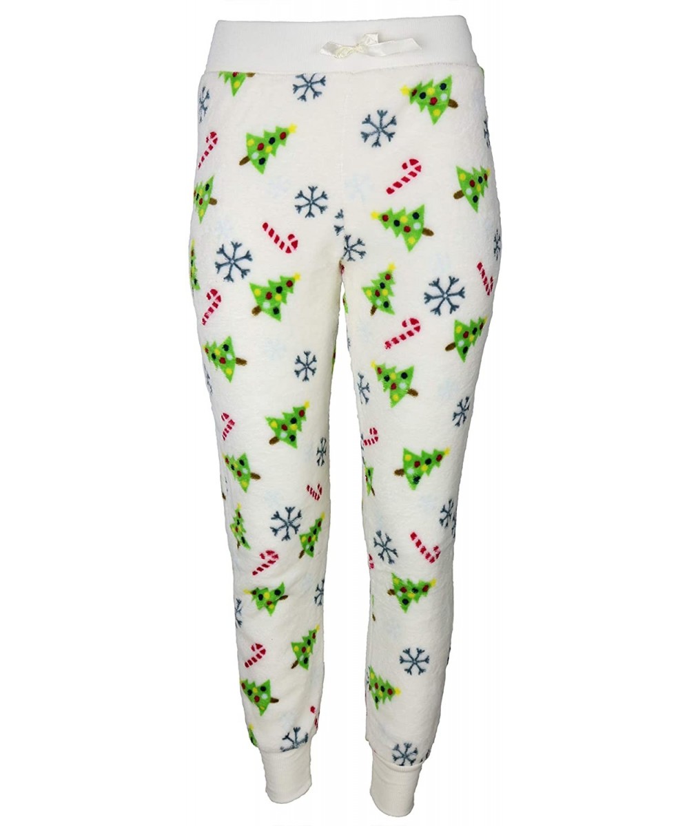 Bottoms Women's Plus Size Plush Jogger Pajama Jogger Pants - Winter White - C718AROS784