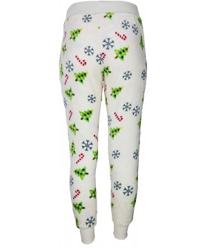 Bottoms Women's Plus Size Plush Jogger Pajama Jogger Pants - Winter White - C718AROS784