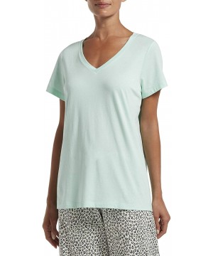 Tops Women's Short Sleeve V-Neck Sleep - Brook Green - CW193QIAI6M