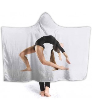 Robes Fleece Blanket Young Girl Engage Art Gymnasti On Grey Throw Blanket with Hood- 60W by 50H Inches - Red - C5194G564MX