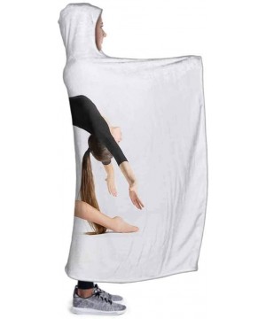 Robes Fleece Blanket Young Girl Engage Art Gymnasti On Grey Throw Blanket with Hood- 60W by 50H Inches - Red - C5194G564MX