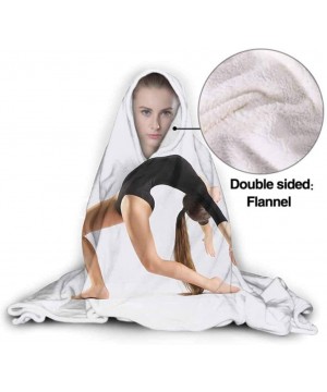 Robes Fleece Blanket Young Girl Engage Art Gymnasti On Grey Throw Blanket with Hood- 60W by 50H Inches - Red - C5194G564MX