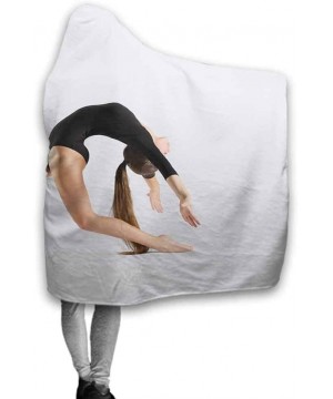 Robes Fleece Blanket Young Girl Engage Art Gymnasti On Grey Throw Blanket with Hood- 60W by 50H Inches - Red - C5194G564MX