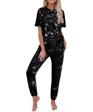 Sets Women's Long/Short-Sleeve Homwear Jogging Pants Trousers Casual Tie Dye Print PJ Set - 27 - CF19DEXR3AG