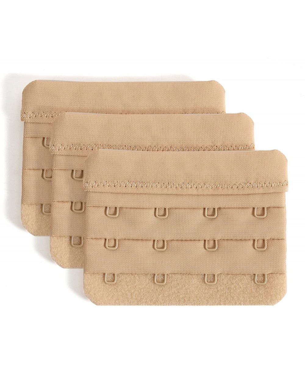 Bras Bra Extender Soft Comfortable Bra Band Extension Pack of 3 Multi-size - 4 Hook Beige-3/4inch Spacing - CH18GDKOZ8L