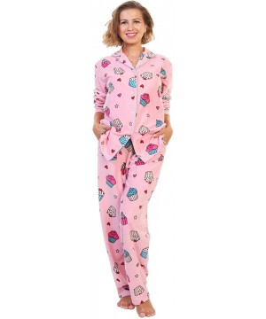 Sets Women's Cozy Fleece Pajama Set - Cupcakes With Pockets on the Pants - CD11OQH8JFX