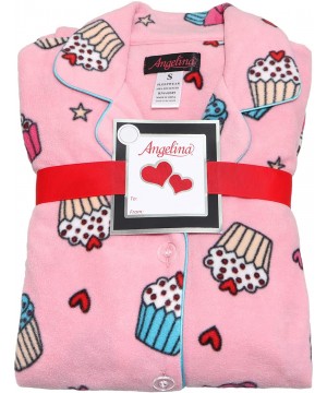 Sets Women's Cozy Fleece Pajama Set - Cupcakes With Pockets on the Pants - CD11OQH8JFX