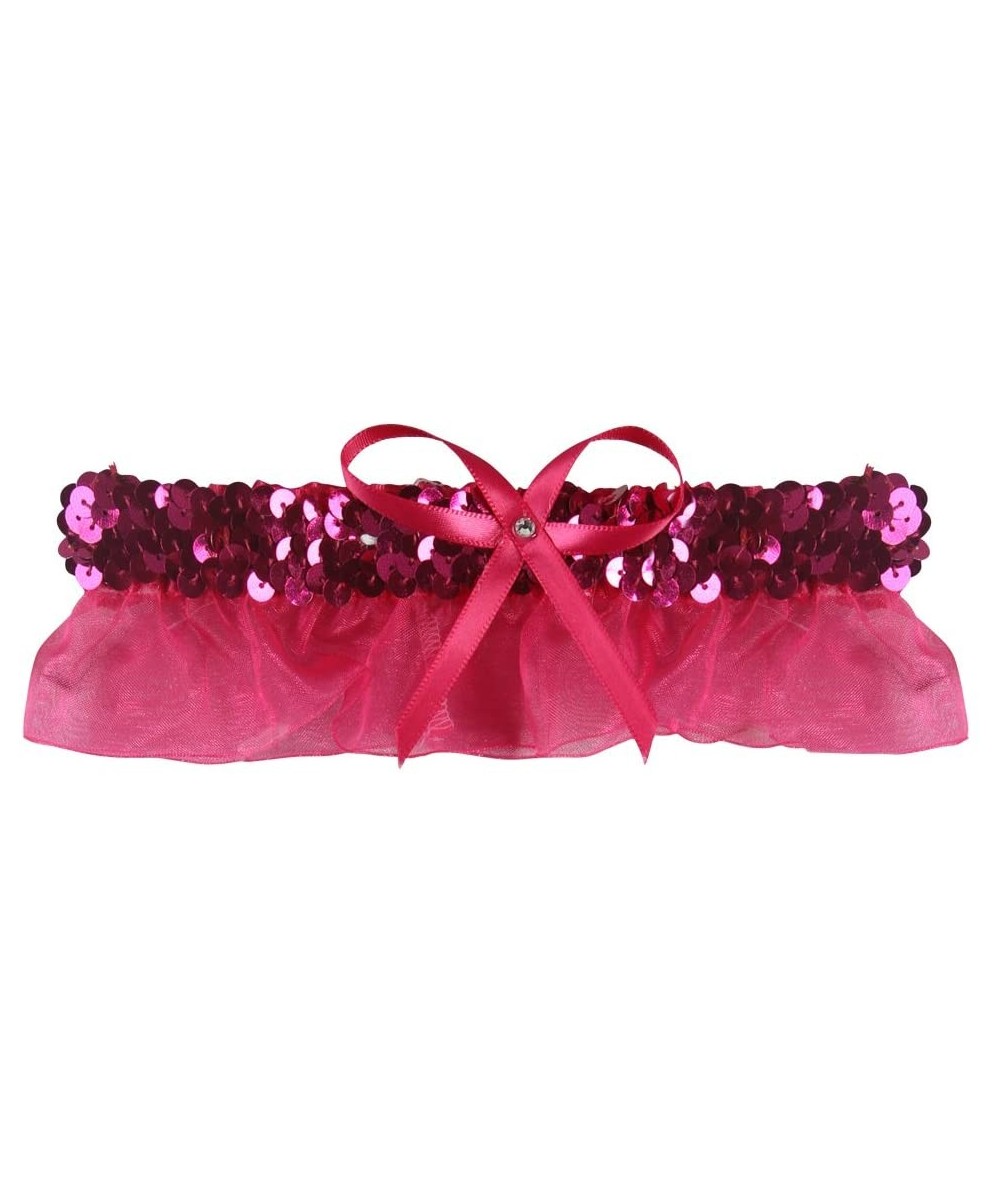 Garters & Garter Belts Evelyn Garter with White Bow- Fuchsia - CV12KWIB4D3