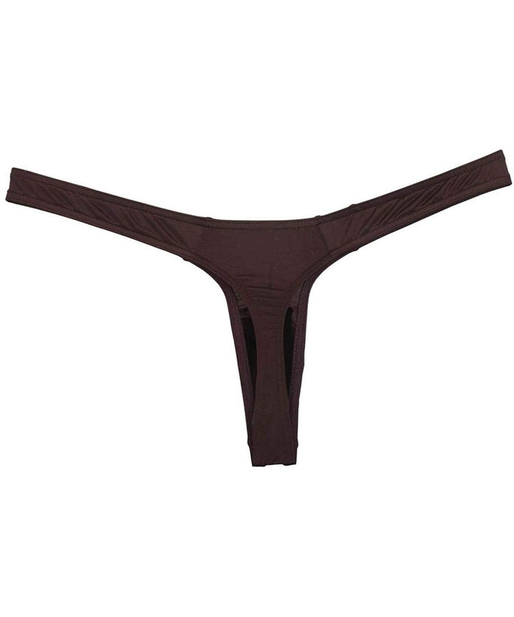 G-Strings & Thongs Men Sexy Thongs Underwear Bulge Pouch G Strings Micro Jocks Mini T Back - Brown - C11976SI7G2