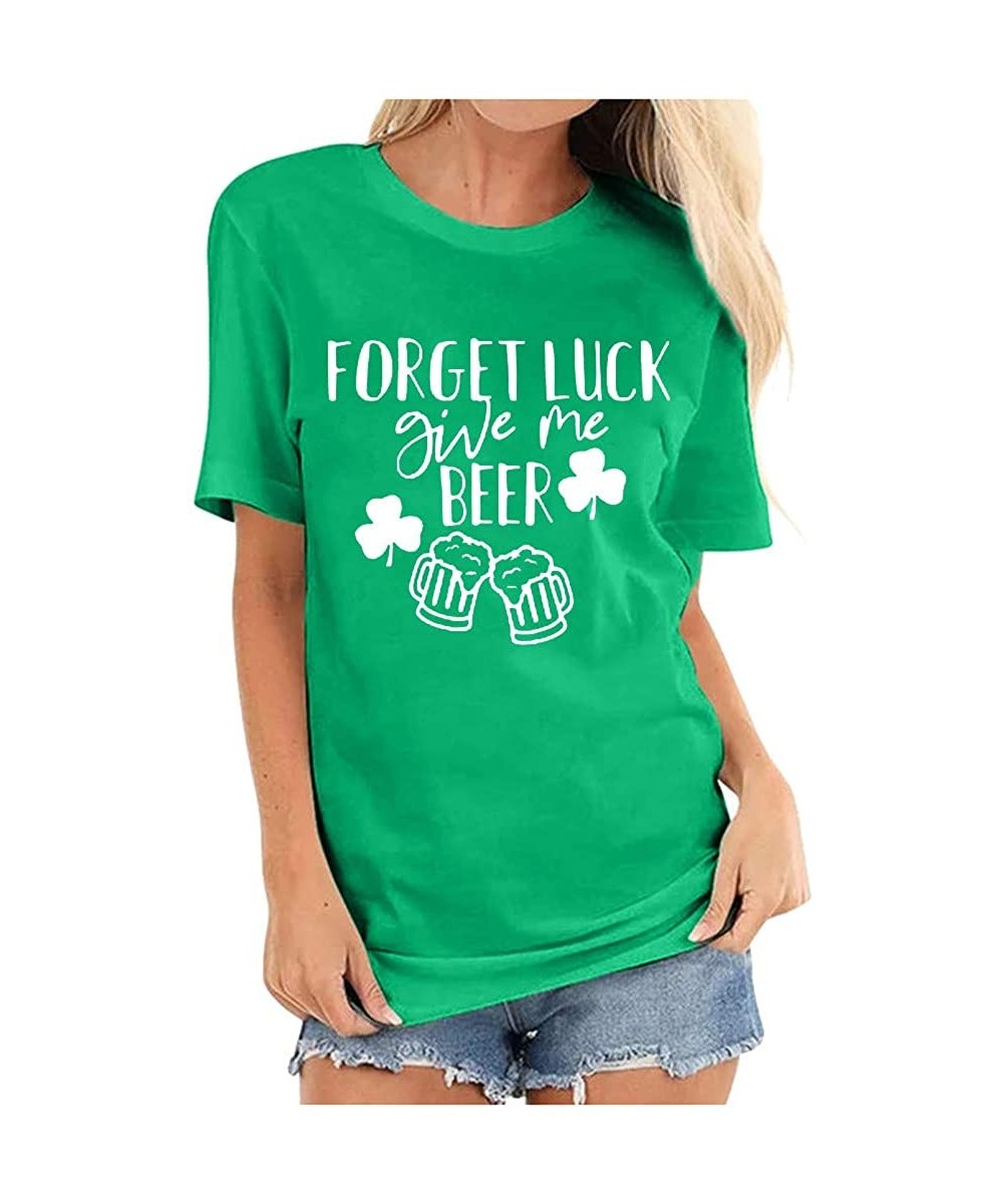 Shapewear Women's St. Patrick's Day Clover Print Short Sleeve T-Shirt - F-green - CO196H34UI7