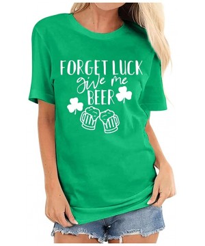 Shapewear Women's St. Patrick's Day Clover Print Short Sleeve T-Shirt - F-green - CO196H34UI7