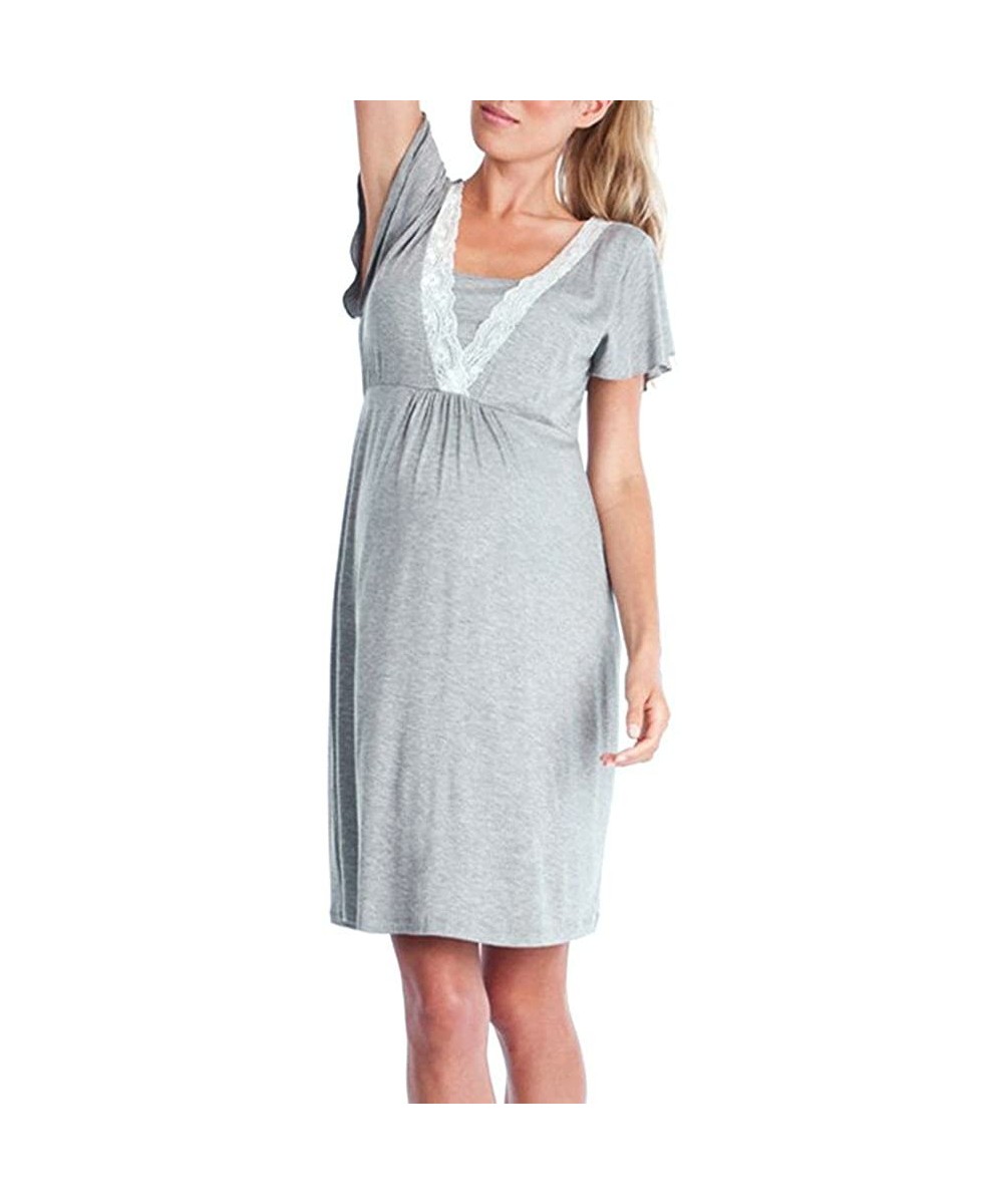 Nightgowns & Sleepshirts 2019 Womens Delivery/Labor/Maternity/Nursing Nightgown Sleepwear Pregnancy Gown for Hospital Breastf...