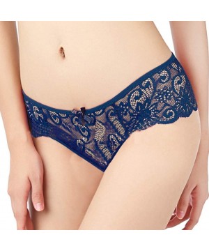 Bottoms Women Teddy Lingerie Fashion Delicate Translucent Underwear Sexy Panties Floral Lace Briefs Thongs Underwear Blue - C...