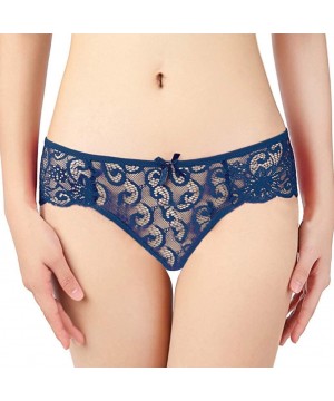 Bottoms Women Teddy Lingerie Fashion Delicate Translucent Underwear Sexy Panties Floral Lace Briefs Thongs Underwear Blue - C...