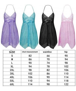 Baby Dolls & Chemises Women Lingerie Chemise Halter Nightie Lace Babydoll Sleepwear Dress - Green - CZ199HZQERN