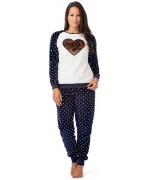 Sets Long Sleeve Fleece Pajama Set for Women with Reversible Sequin Heart - CG18XY96706