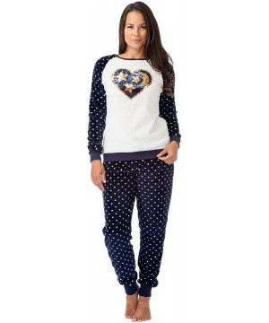 Sets Long Sleeve Fleece Pajama Set for Women with Reversible Sequin Heart - CG18XY96706