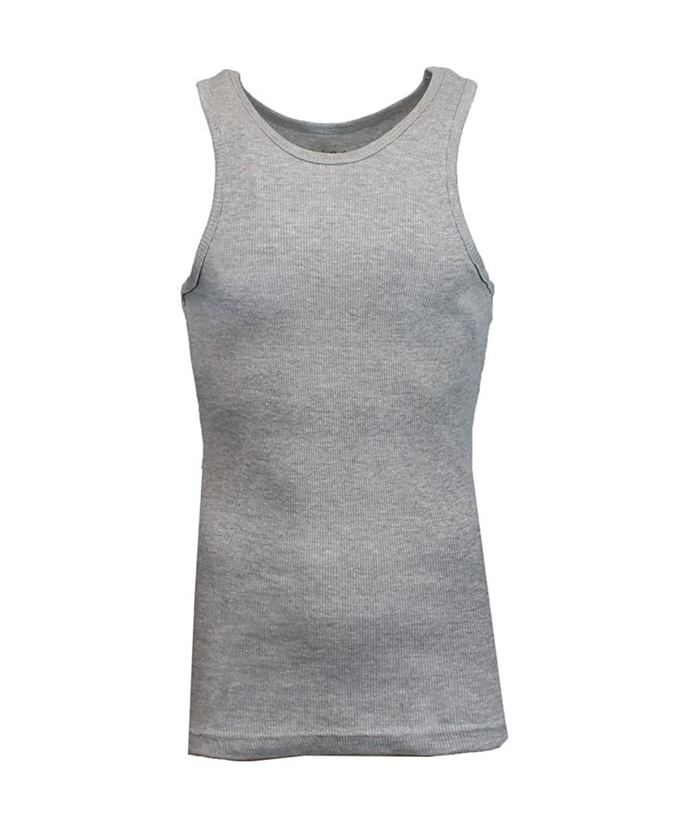 Undershirts Single and 3-Pack Mens Heavy-Weight Ribbed Tank Tops - Heather Grey - CN12E63MZD3