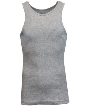 Undershirts Single and 3-Pack Mens Heavy-Weight Ribbed Tank Tops - Heather Grey - CN12E63MZD3