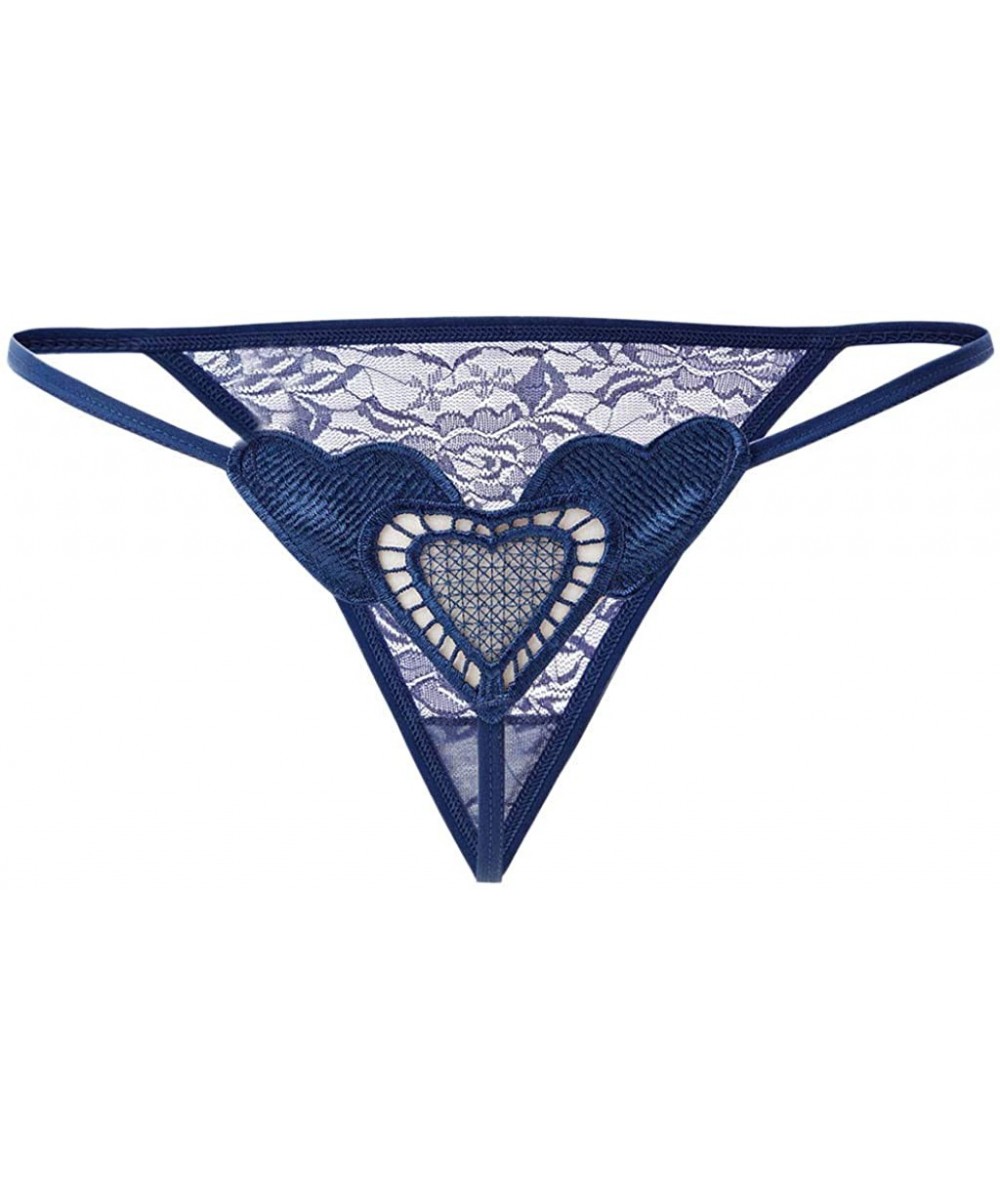 Bustiers & Corsets Womens Underwear-2019Sexy Women Lace Low Waist Underwear Bow Panties Lingerie Thongs - 694blue - CL18T74X3HM