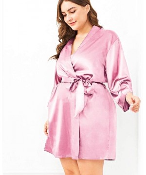 Robes Pajamas Silk Women Sleep Wear Bathrobe Nightgown Black Long Sleeve Sash Female Sleepwear Bathgown Large Lady Home NDMUS...