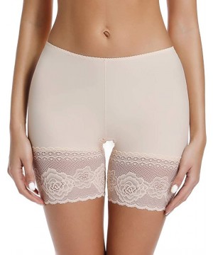 Shapewear Slip Shorts for Under Dresses Comfy Boyshorts Panties for Women Lace Anti Chafing Underwear - Beige - CM196U0YYAR