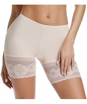 Shapewear Slip Shorts for Under Dresses Comfy Boyshorts Panties for Women Lace Anti Chafing Underwear - Beige - CM196U0YYAR