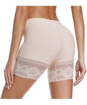 Shapewear Slip Shorts for Under Dresses Comfy Boyshorts Panties for Women Lace Anti Chafing Underwear - Beige - CM196U0YYAR