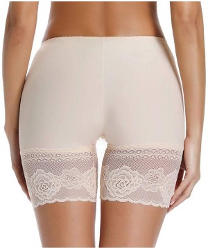 Shapewear Slip Shorts for Under Dresses Comfy Boyshorts Panties for Women Lace Anti Chafing Underwear - Beige - CM196U0YYAR